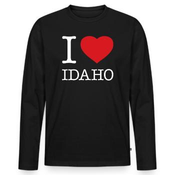 I LOVE IDAHO - Männer Premium Bio Langarmshirt - Schwarz - Vorne - Nico (187cm)