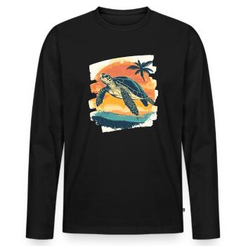 Sea Turtle Retro - Men's Premium Organic Long Sleeve Shirt - black - Front - Nico (187cm)