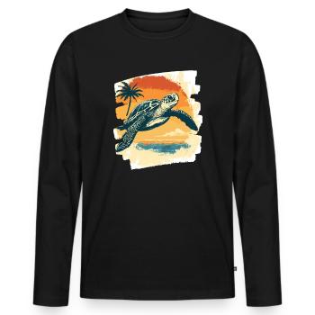 Sea Turtle Retro - Men's Premium Organic Long Sleeve Shirt - black - Front - Nico (187cm)