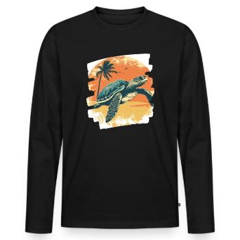 Sea Turtle Retro - Men's Premium Organic Long Sleeve Shirt - black - Front - Nico (187cm)