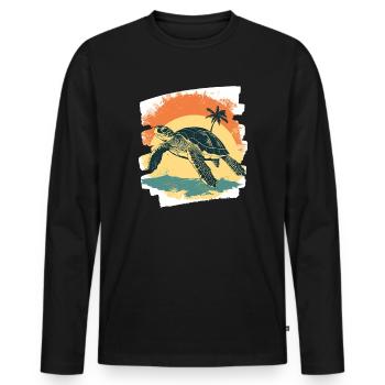 Sea Turtle Retro - Men's Premium Organic Long Sleeve Shirt - black - Front - Nico (187cm)