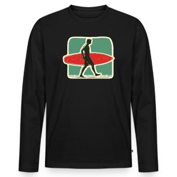 Retro Surfer - Quittez l’âge d’or du surf - T-shirt manches longues Premium bio Homme - noir - Devant - Nico (187cm)