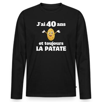 40 ans, anniversaire 40 ans, j'ai 40 ans - T-shirt manches longues Premium bio Homme - noir - Devant - Nico (187cm)