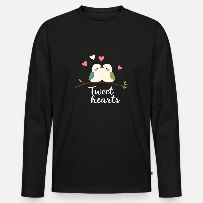Tweet hearts - Männer Premium Bio Langarmshirt - Schwarz