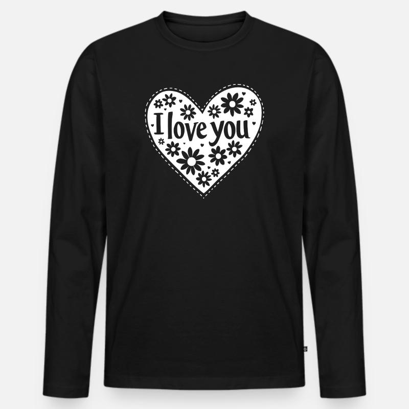 Ich liebe dich, Weiß - Männer Premium Bio Langarmshirt - Schwarz