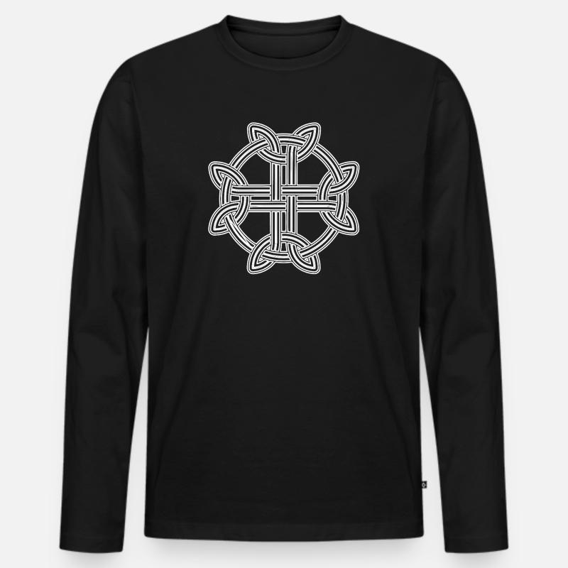 Keltisches Kreuz Knotendesign - Männer Premium Bio Langarmshirt - Schwarz