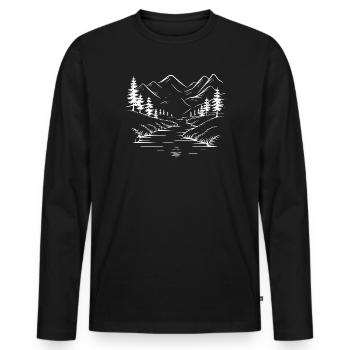 Gebirge - Männer Premium Bio Langarmshirt - Schwarz - Vorne - Nico (187cm)