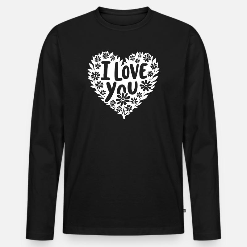 Ich liebe dich, Weiß - Männer Premium Bio Langarmshirt - Schwarz