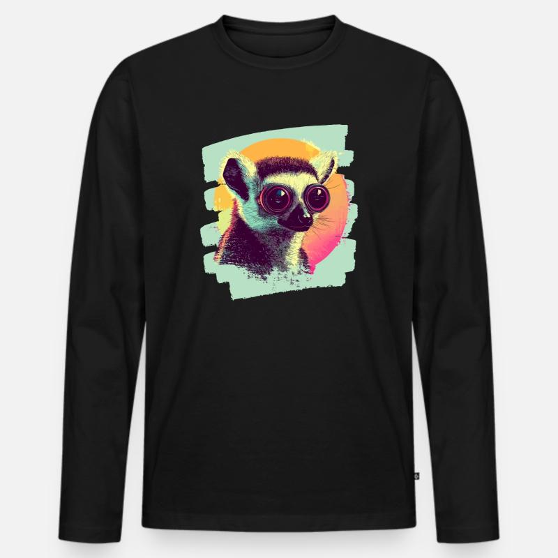 Lemur - Männer Premium Bio Langarmshirt - Schwarz