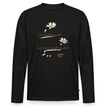 Elle m’aime, elle ne m’aime pas ? - T-shirt manches longues Premium bio Homme - noir - Devant - Nico (187cm)