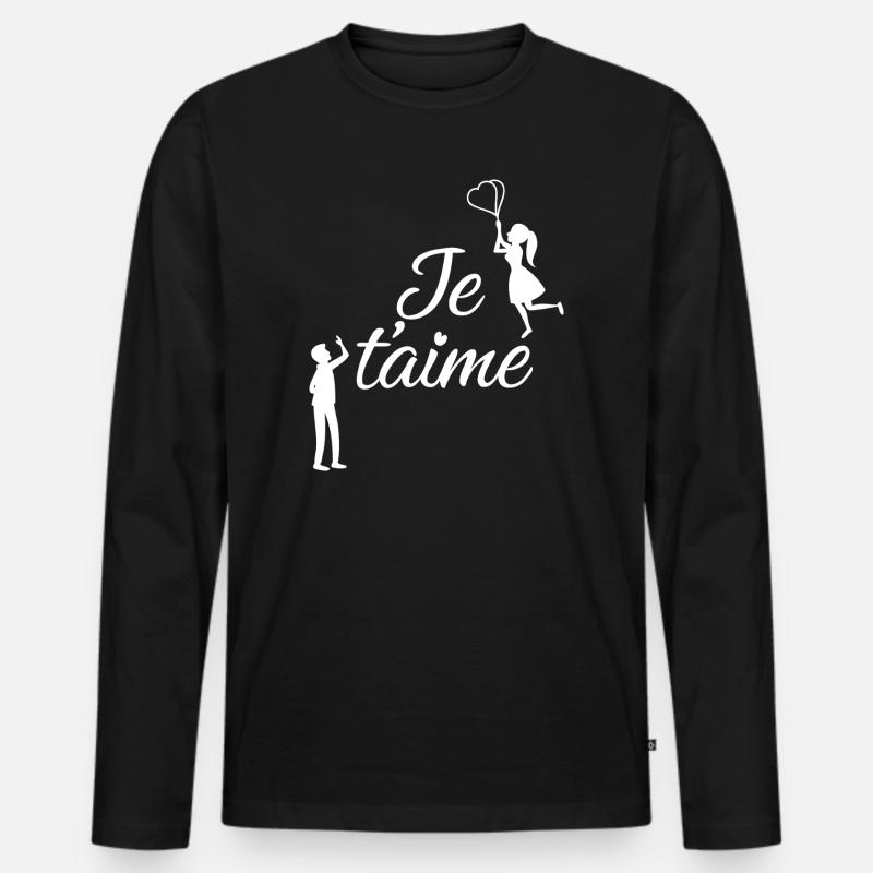 Ich liebe dich - Männer Premium Bio Langarmshirt - Schwarz