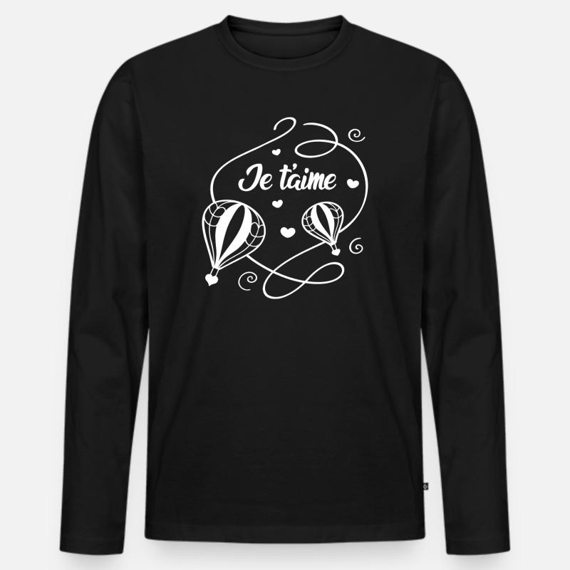 Ich liebe dich - Männer Premium Bio Langarmshirt - Schwarz