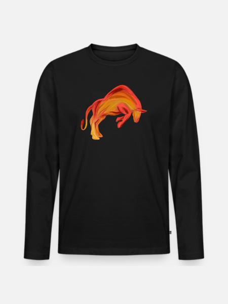 Stier - Männer Premium Bio Langarmshirt - Schwarz