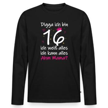 16e anniversaire Garçon Fille 16e anniversaire Digga J’ai 16 ans - T-shirt manches longues Premium bio Homme - noir - Devant - Nico (187cm)