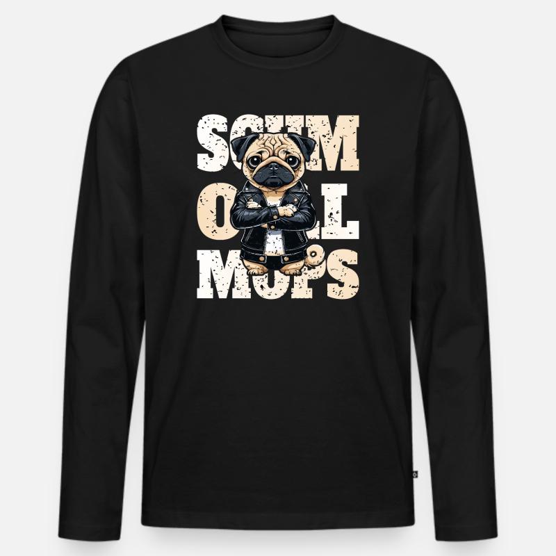 Schmollmops - Männer Premium Bio Langarmshirt - Schwarz