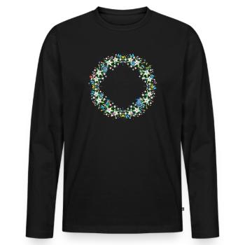 Spring Wreath – Colorful Flower and Animal Composition - Men's Premium Organic Long Sleeve Shirt - black - Front - Nico (187cm)