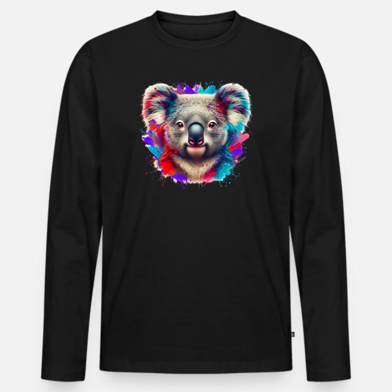 Koala - Männer Premium Bio Langarmshirt - Schwarz