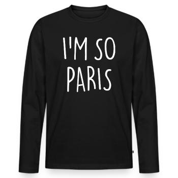 I'M SO PARIS - Männer Premium Bio Langarmshirt - Schwarz - Vorne - Nico (187cm)