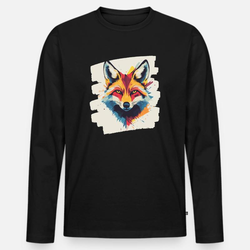 Fuchs - Männer Premium Bio Langarmshirt - Schwarz