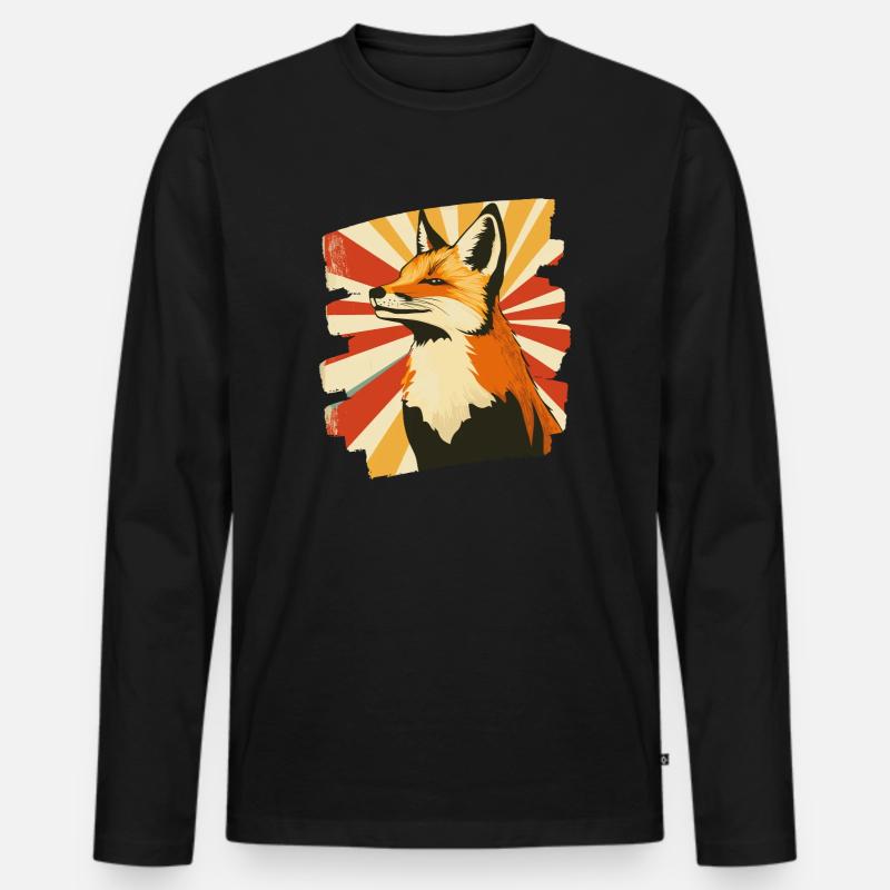 Fuchs - Männer Premium Bio Langarmshirt - Schwarz
