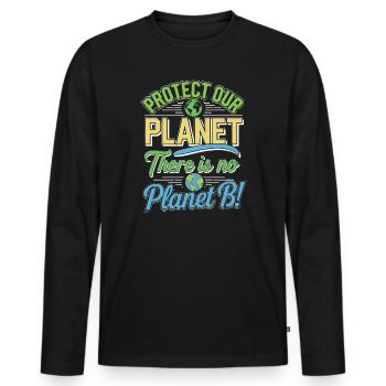 Tag der Erde - Es gibt keinen Planeten B! - Männer Premium Bio Langarmshirt - Schwarz - Vorne - Nico (187cm)