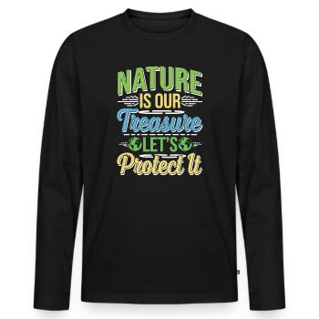 Jour de la Terre - Il n’y a pas de planète B ! - T-shirt manches longues Premium bio Homme - noir - Devant - Nico (187cm)
