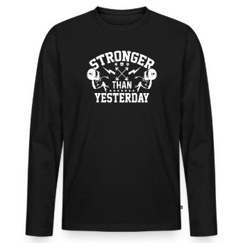 Stärker als gestern - Männer Premium Bio Langarmshirt - Schwarz - Vorne - Nico (187cm)