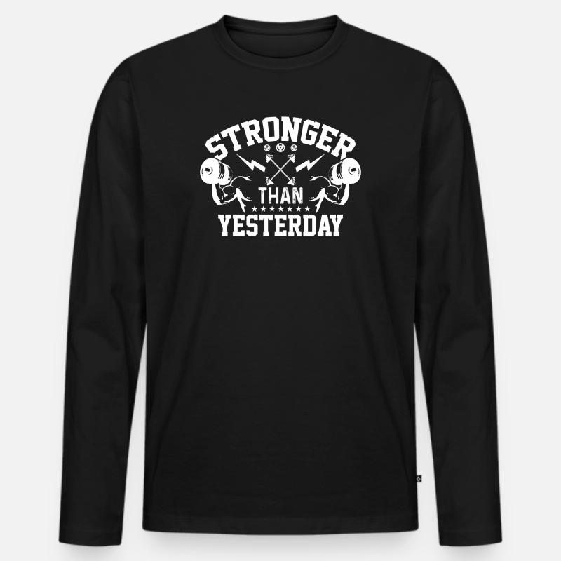 Stärker als gestern - Männer Premium Bio Langarmshirt - Schwarz