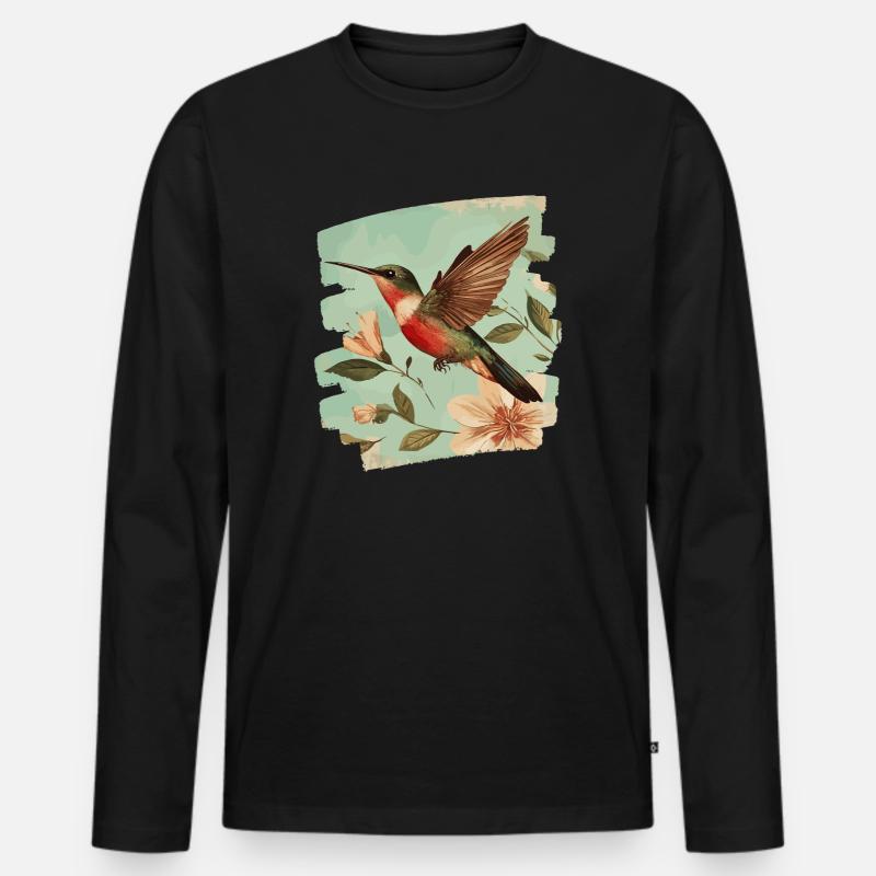 Kolibri - Männer Premium Bio Langarmshirt - Schwarz