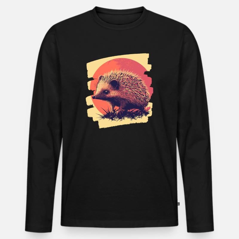 Igel - Männer Premium Bio Langarmshirt - Schwarz