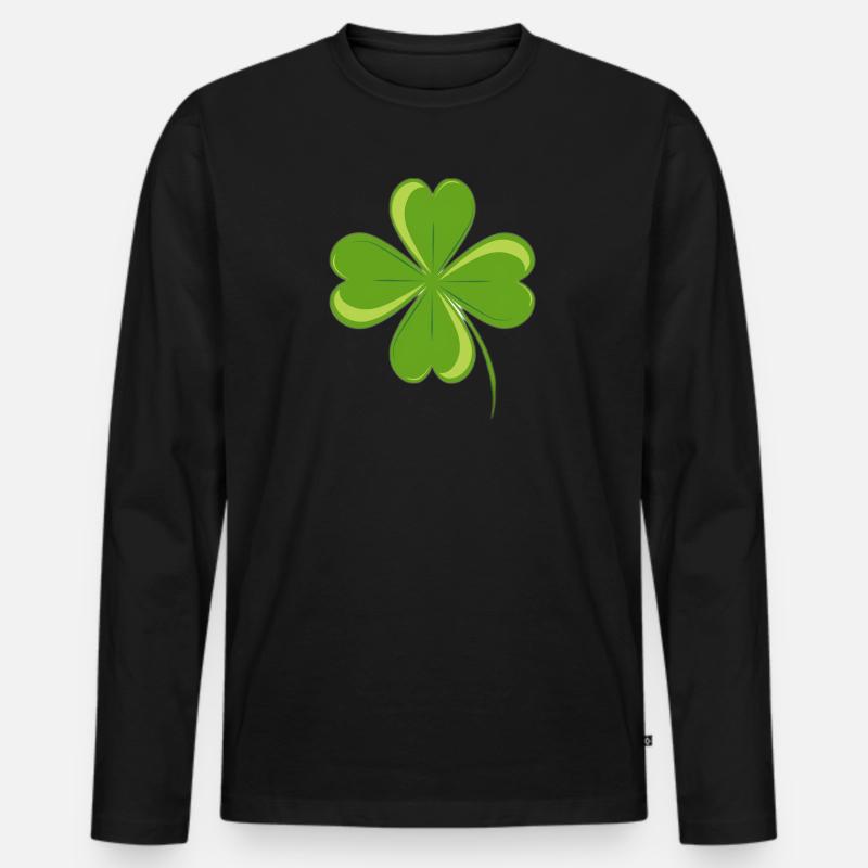 4-blättriges Kleeblatt. - Männer Premium Bio Langarmshirt - Schwarz