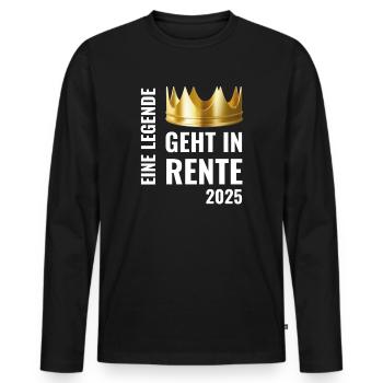 Eine Legende geht in Rente 2025 mit goldener Krone - Männer Premium Bio Langarmshirt - Schwarz - Vorne - Nico (187cm)