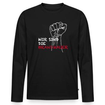 Wir sind die Brandmauer - Männer Premium Bio Langarmshirt - Schwarz - Vorne - Nico (187cm)