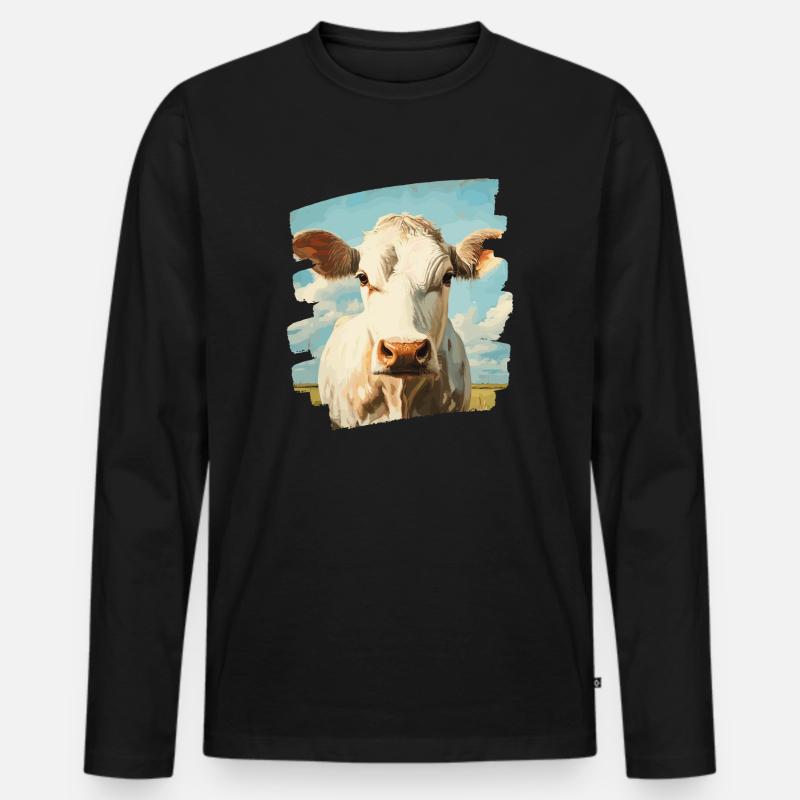 Kuh Bauer - Männer Premium Bio Langarmshirt - Schwarz