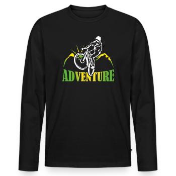 Bike Adventure Tours Cadeau de chemise de VTT - T-shirt manches longues Premium bio Homme - noir - Devant - Nico (187cm)