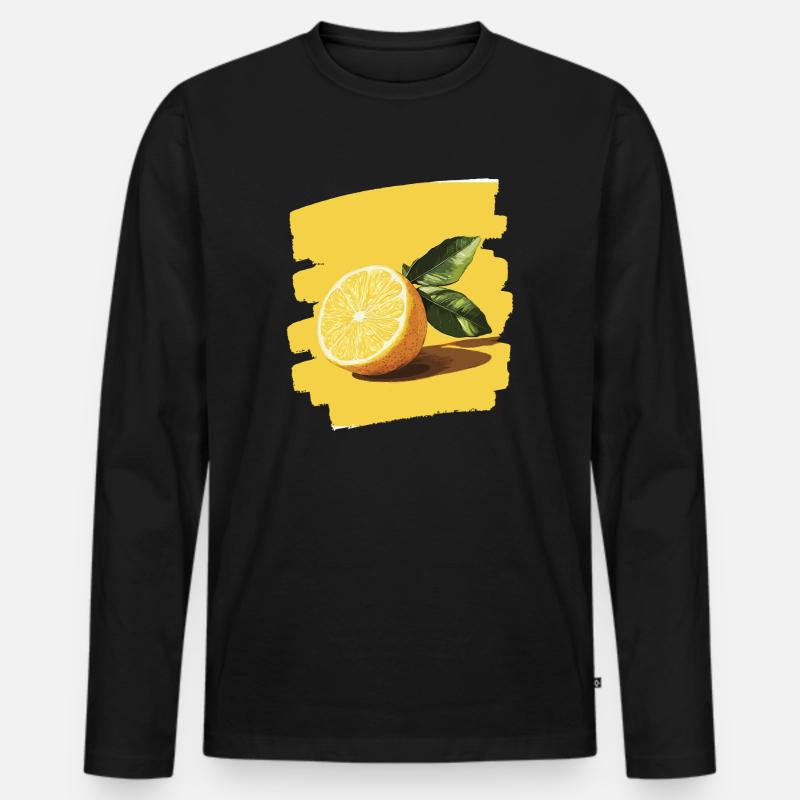 Zitrone - Männer Premium Bio Langarmshirt - Schwarz