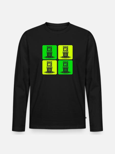 Retro Gaming Machines 80s - Men's Premium Organic Long Sleeve Shirt - black