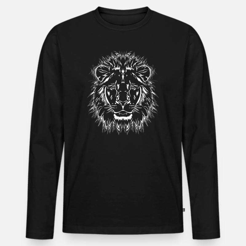 Löwe - Männer Premium Bio Langarmshirt - Schwarz