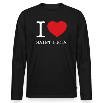 I LOVE SAINT LUCIA - Men's Premium Organic Long Sleeve Shirt - black - Front - Nico (187cm)