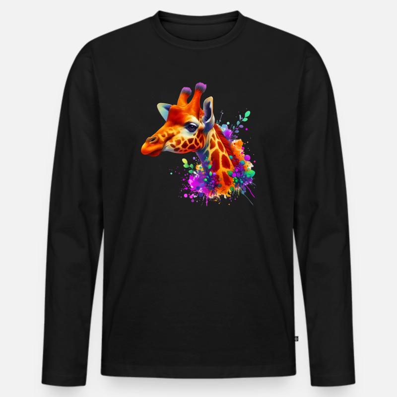 Giraffe - Männer Premium Bio Langarmshirt - Schwarz