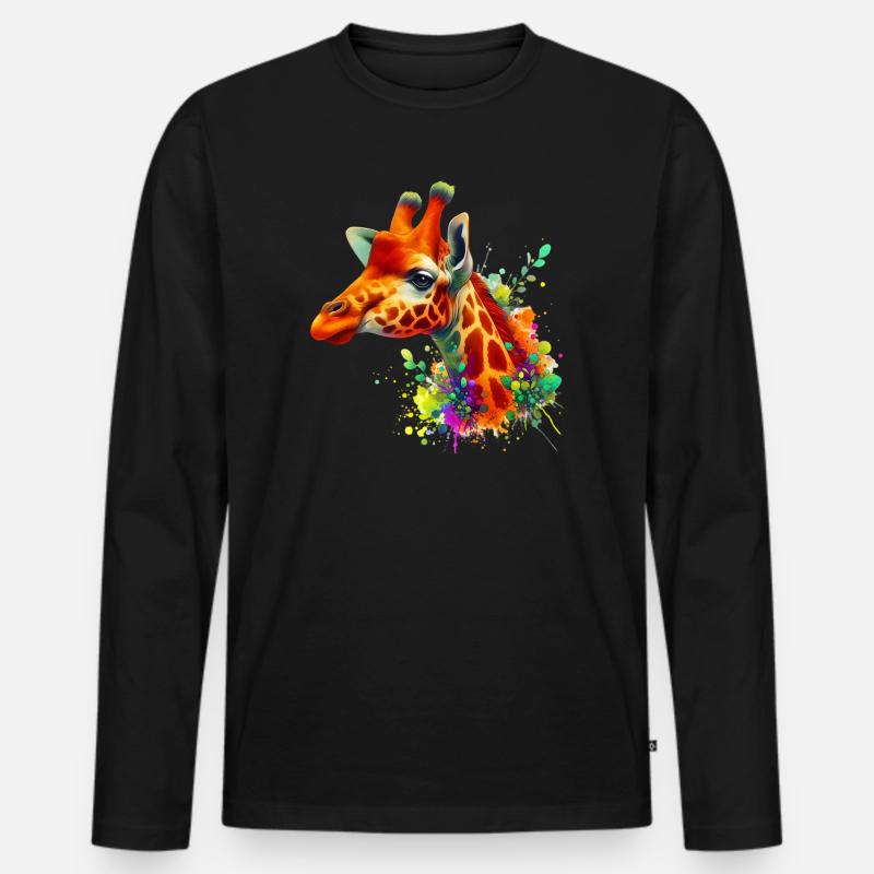 Giraffe - Männer Premium Bio Langarmshirt - Schwarz