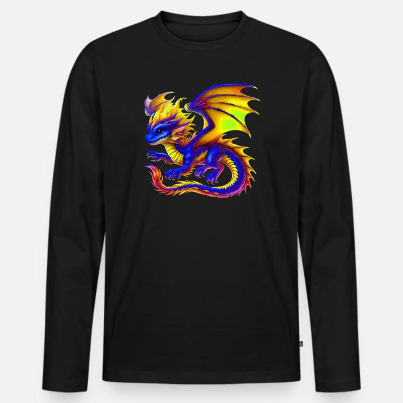 Drache - Männer Premium Bio Langarmshirt - Schwarz