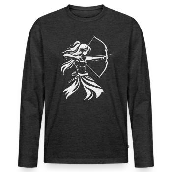 Silhouette d’archer avec arc - T-shirt manches longues Premium bio Homme - anthracite chiné - Devant - Nico (187cm)