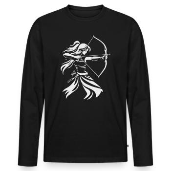 Archer Silhouette with Bow - Men's Premium Organic Long Sleeve Shirt - black - Front - Nico (187cm)