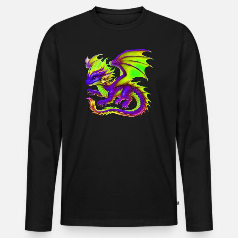 Drache - Männer Premium Bio Langarmshirt - Schwarz