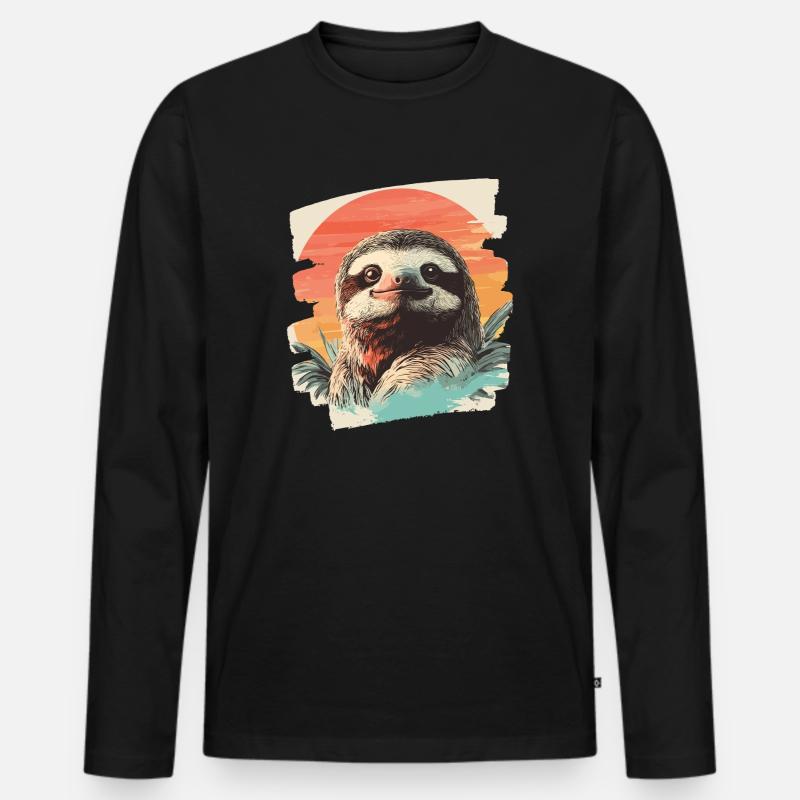 Faultier - Männer Premium Bio Langarmshirt - Schwarz