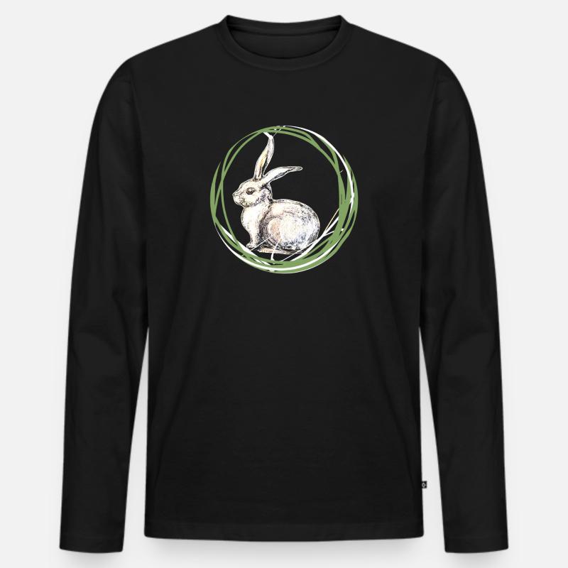 Hasenmotiv - Männer Premium Bio Langarmshirt - Schwarz
