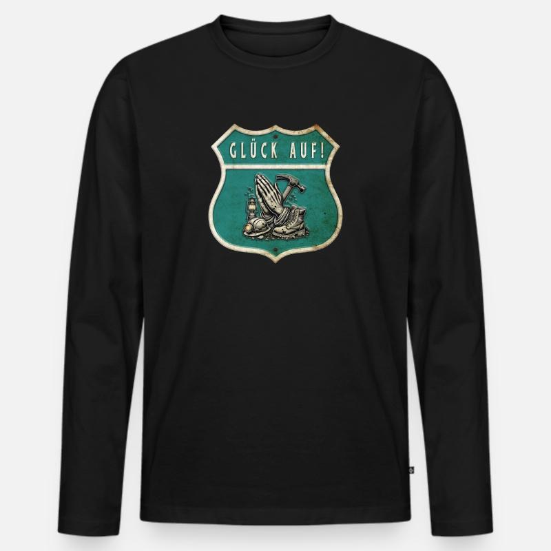Bergbau – Glaube & Arbeit - Männer Premium Bio Langarmshirt - Schwarz