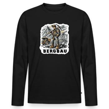 Hard work in mining - Men's Premium Organic Long Sleeve Shirt - black - Front - Nico (187cm)