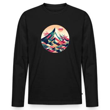 Geometric Mount Fuji - Männer Premium Bio Langarmshirt - Schwarz - Vorne - Nico (187cm)